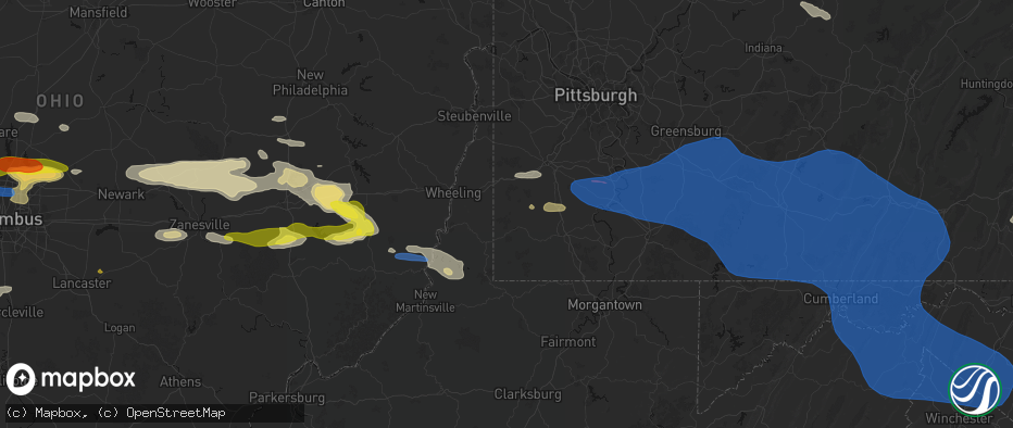 Hail map in West Finley, PA on June 6, 2026
