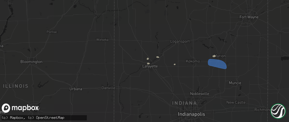 Hail map in West Lafayette, IN on June 6, 2026