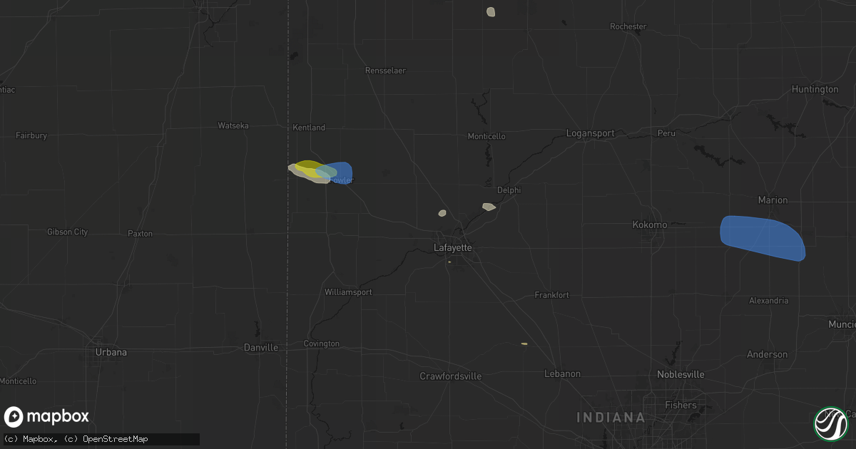 Hail map in West Lafayette, IN on June 6, 2026