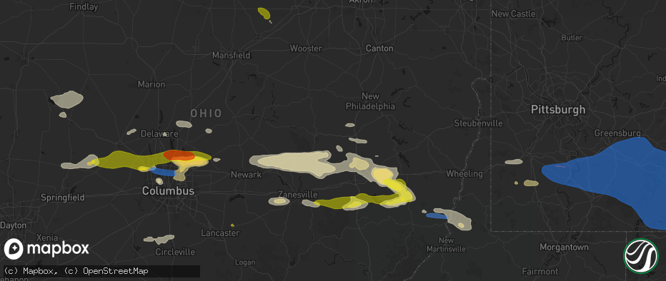 Hail map in West Lafayette, OH on June 6, 2026