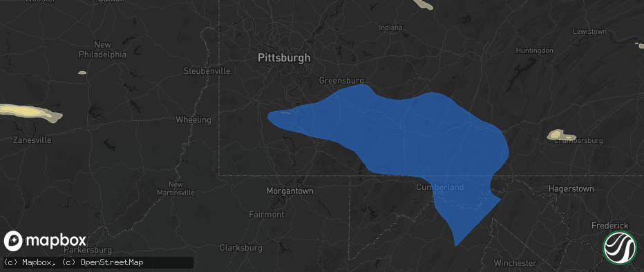 Hail map in West Leisenring, PA on June 6, 2026