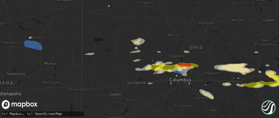 Hail map in West Liberty, OH on June 6, 2026