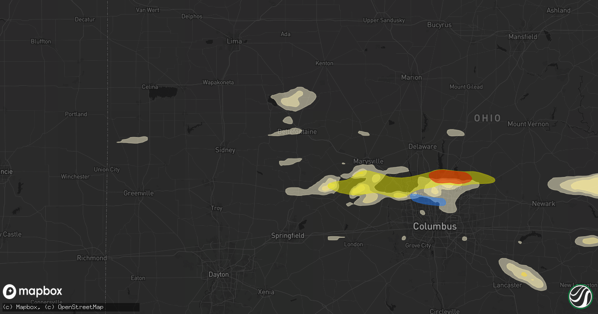 Hail map in West Liberty, OH on June 6, 2026