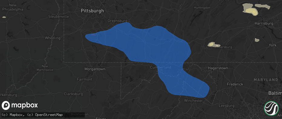 Hail map in West Salisbury, PA on June 6, 2026