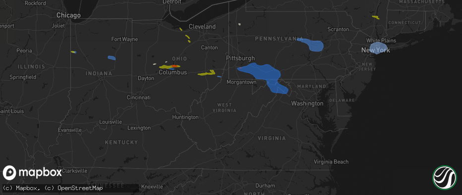 Hail map in West Virginia on June 6, 2026