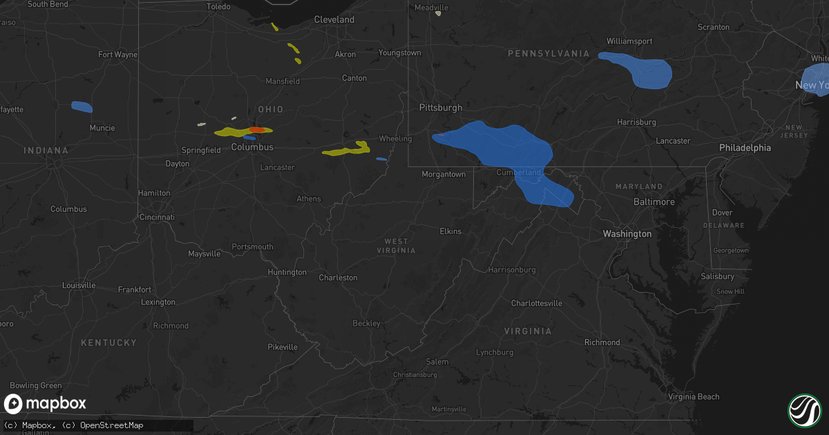Hail map in West Virginia on June 6, 2026