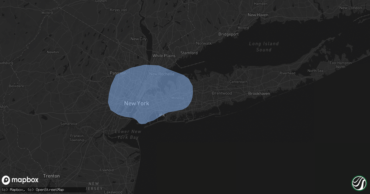 Hail map in Westbury, NY on June 6, 2026