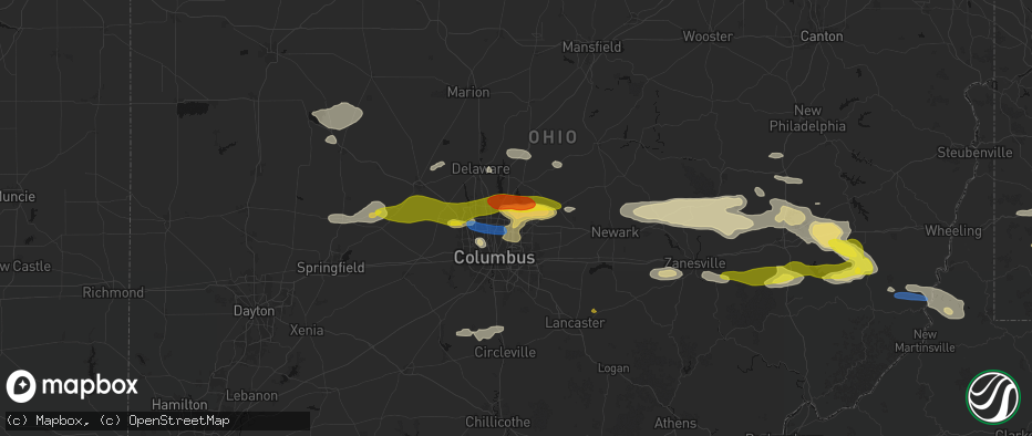 Hail map in Westerville, OH on June 6, 2026