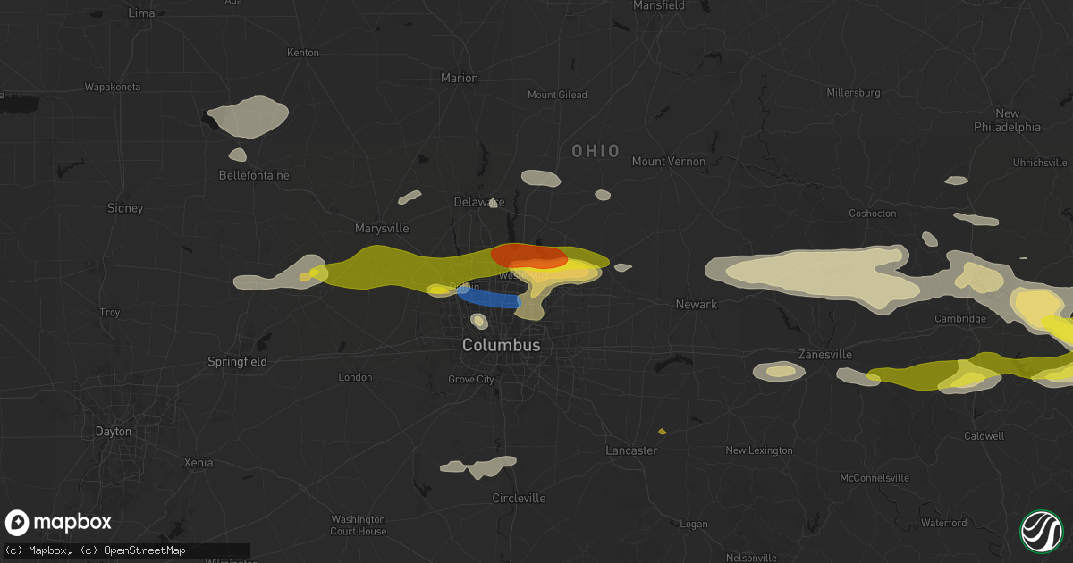 Hail map in Westerville, OH on June 6, 2026