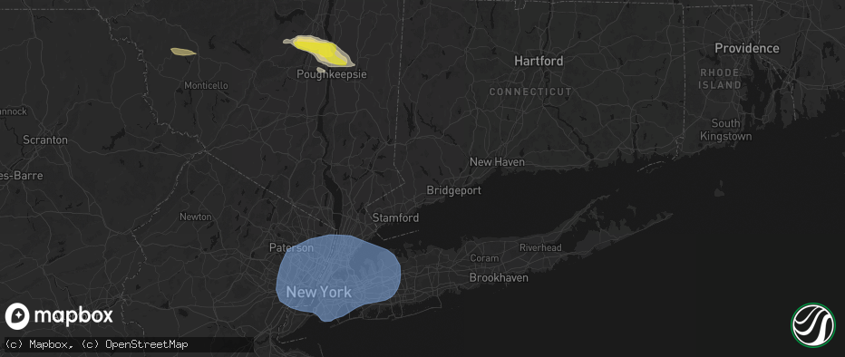 Hail map in Weston, CT on June 6, 2026