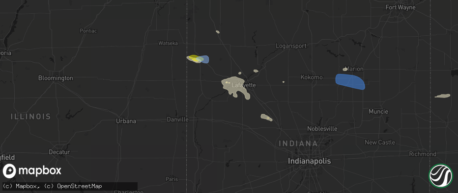 Hail map in Westpoint, IN on June 6, 2026