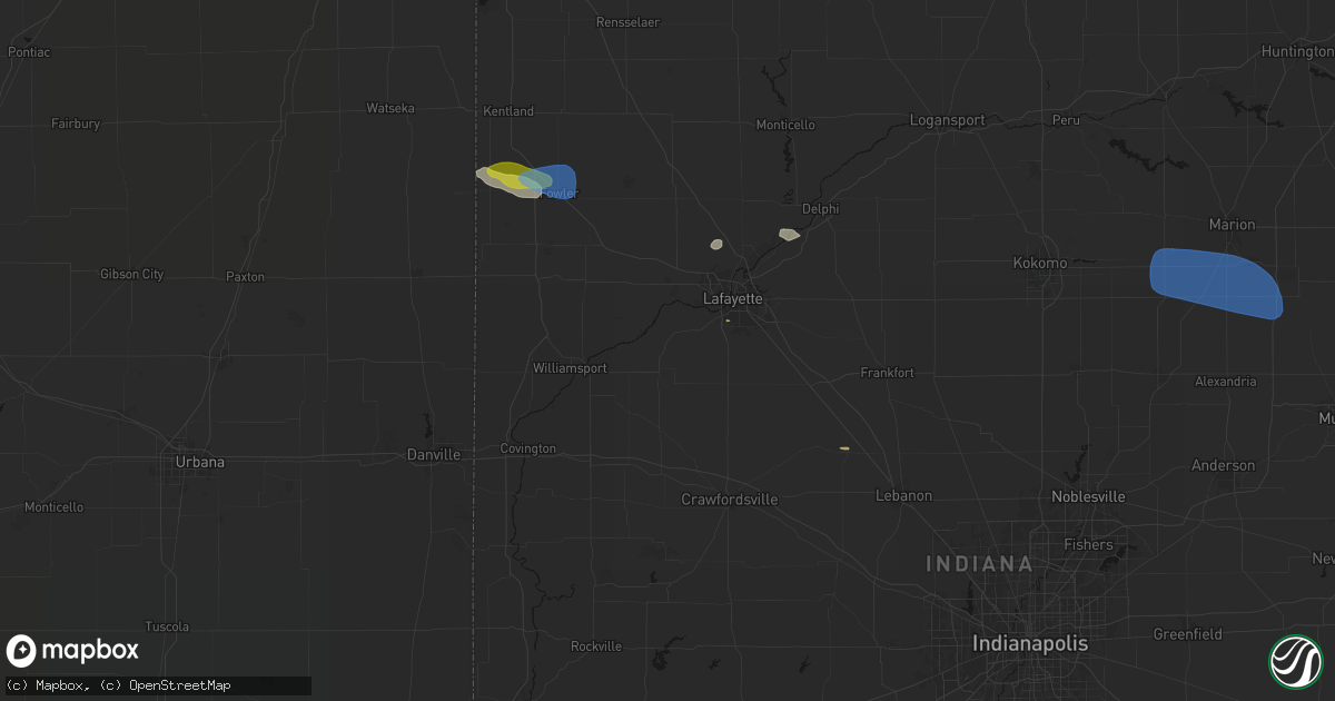 Hail map in Westpoint, IN on June 6, 2026