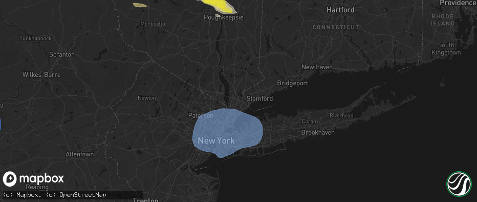 Hail map in White Plains, NY on June 6, 2026
