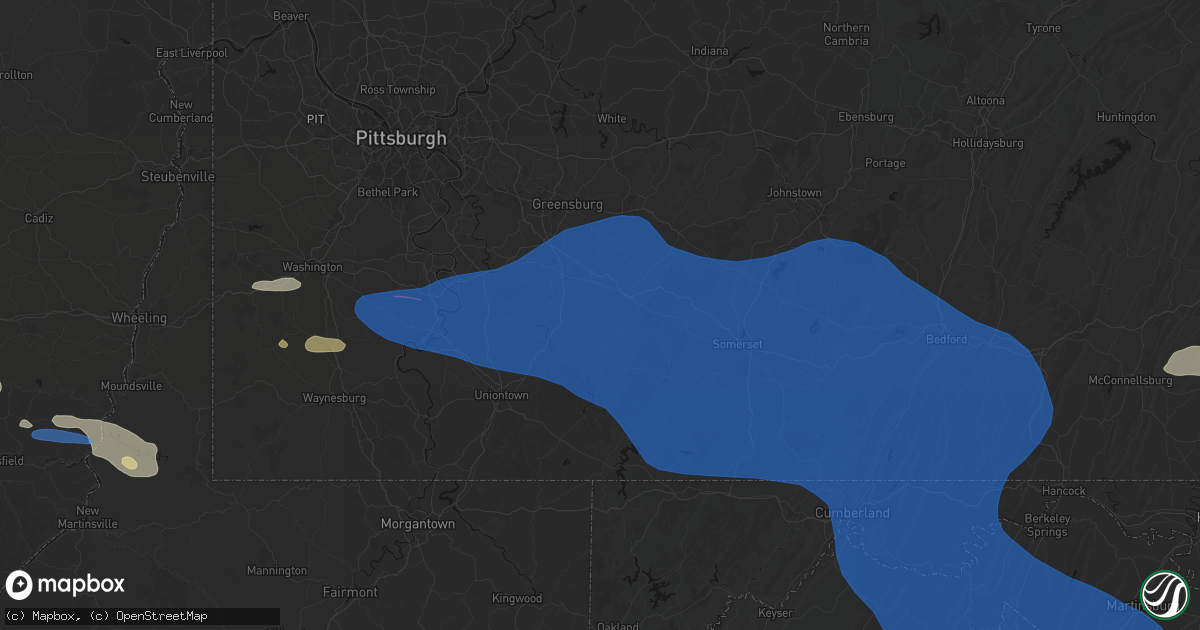 Hail map in White, PA on June 6, 2026