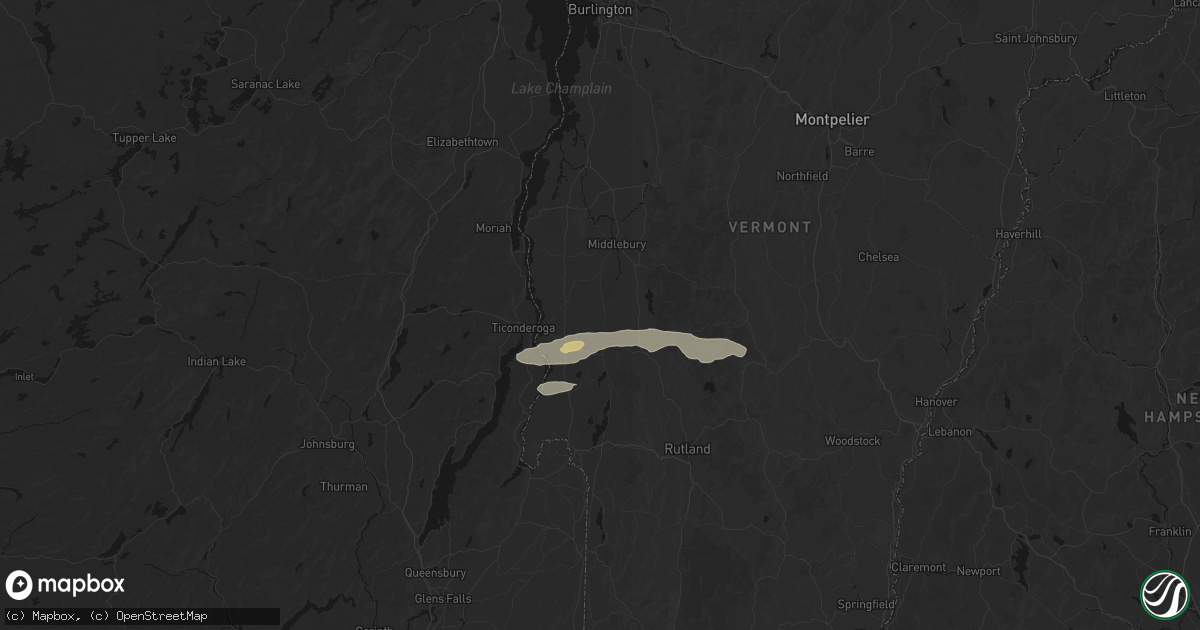 Hail map in Whiting, VT on June 6, 2026