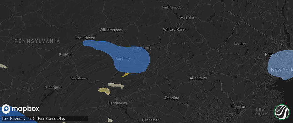 Hail map in Wilburton, PA on June 6, 2026