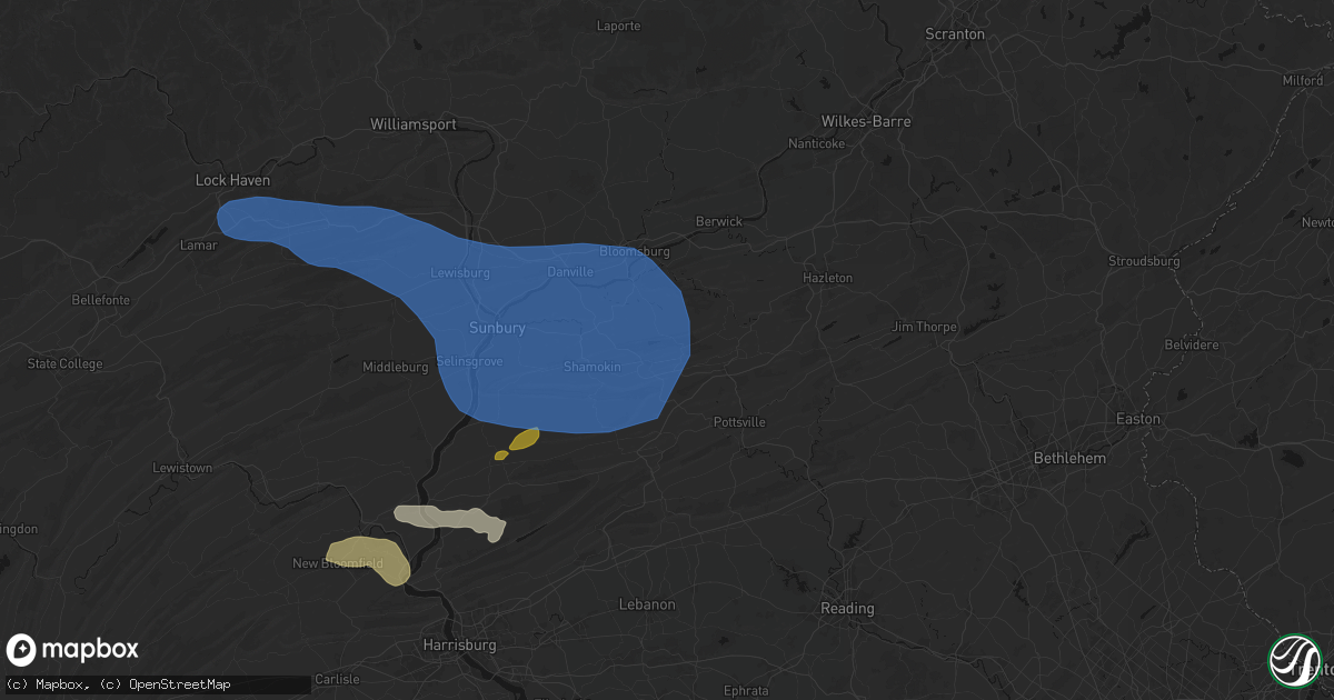 Hail map in Wilburton, PA on June 6, 2026