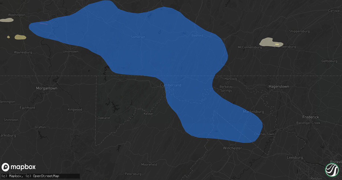 Hail map in Wiley Ford, WV on June 6, 2026