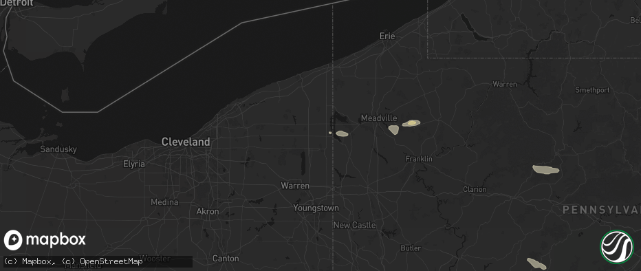Hail map in Williamsfield, OH on June 6, 2026