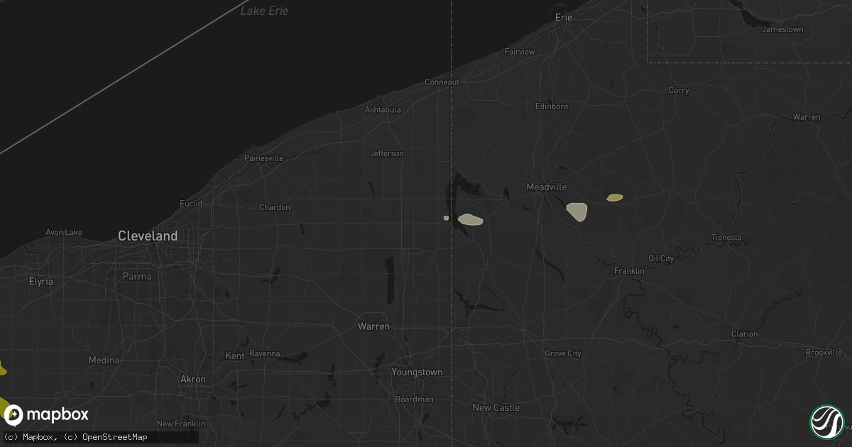 Hail map in Williamsfield, OH on June 6, 2026