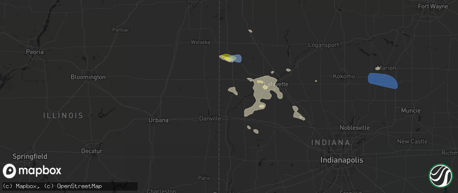 Hail map in Williamsport, IN on June 6, 2026