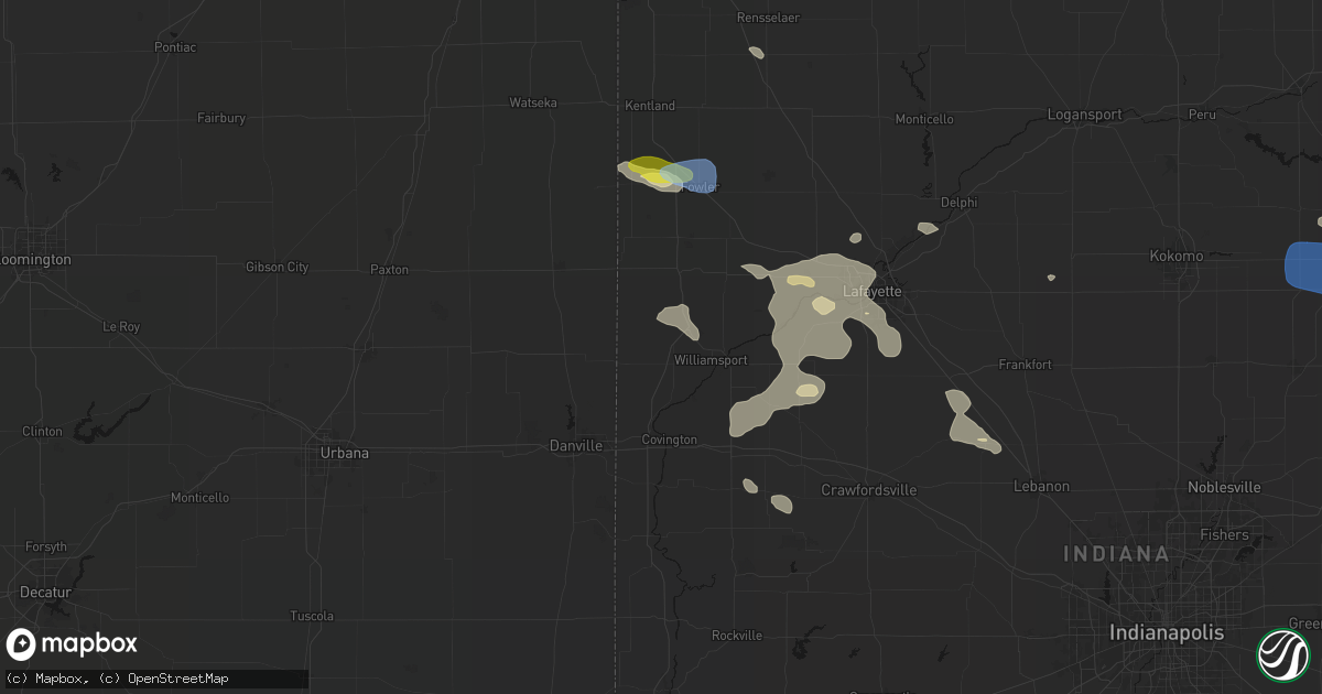 Hail map in Williamsport, IN on June 6, 2026