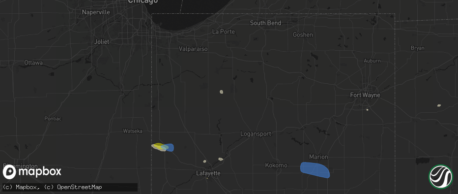 Hail map in Winamac, IN on June 6, 2026