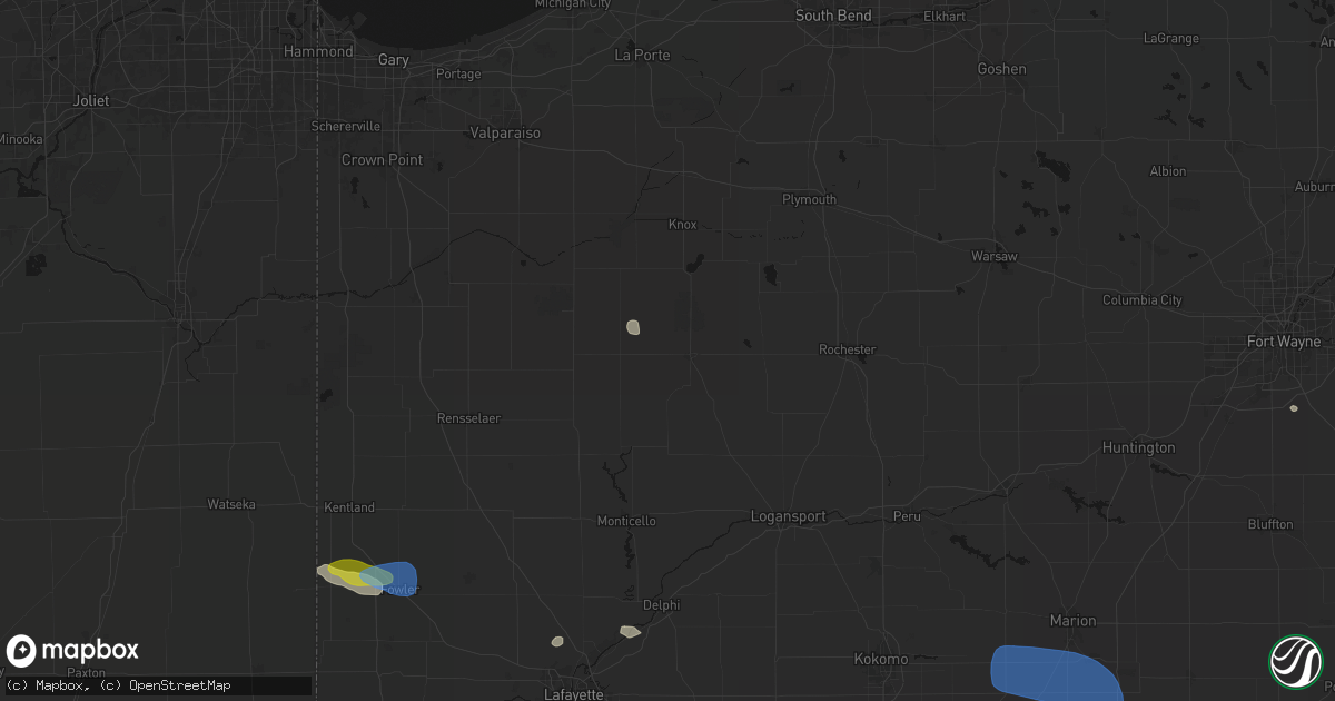 Hail map in Winamac, IN on June 6, 2026