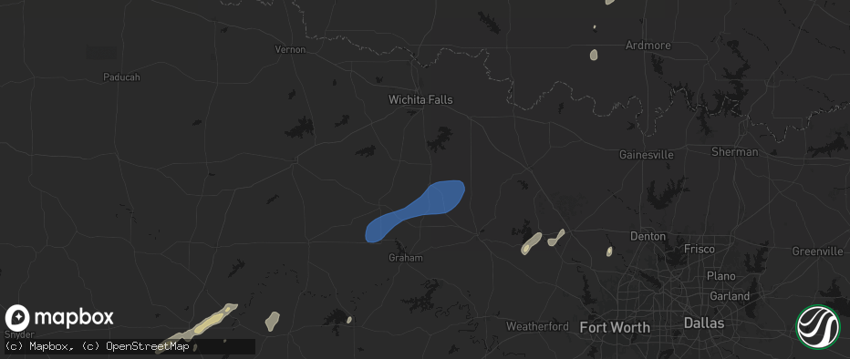 Hail map in Windthorst, TX on June 6, 2026