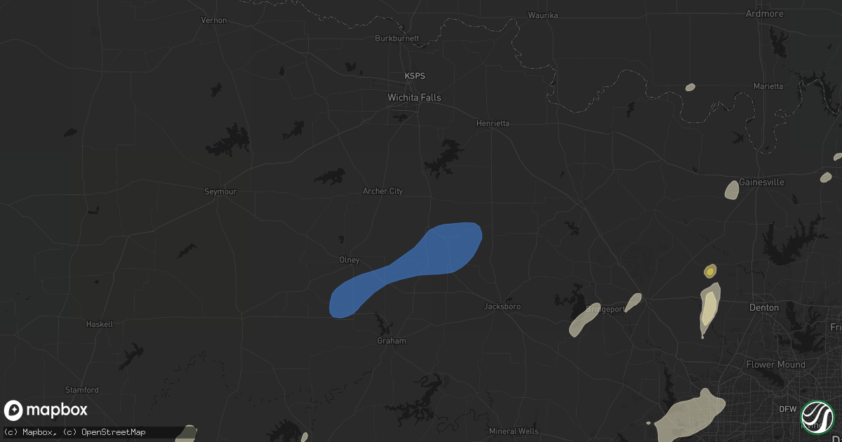 Hail map in Windthorst, TX on June 6, 2026