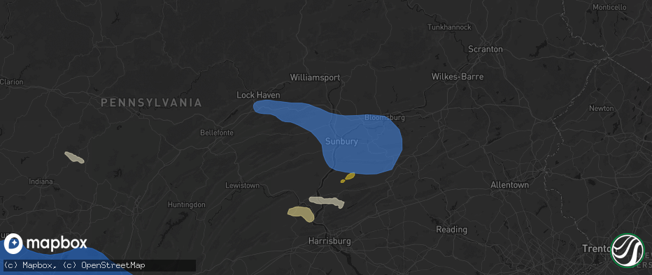 Hail map in Winfield, PA on June 6, 2026
