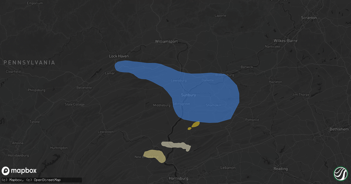 Hail map in Winfield, PA on June 6, 2026