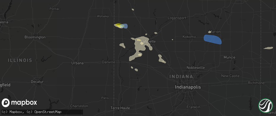 Hail map in Wingate, IN on June 6, 2026