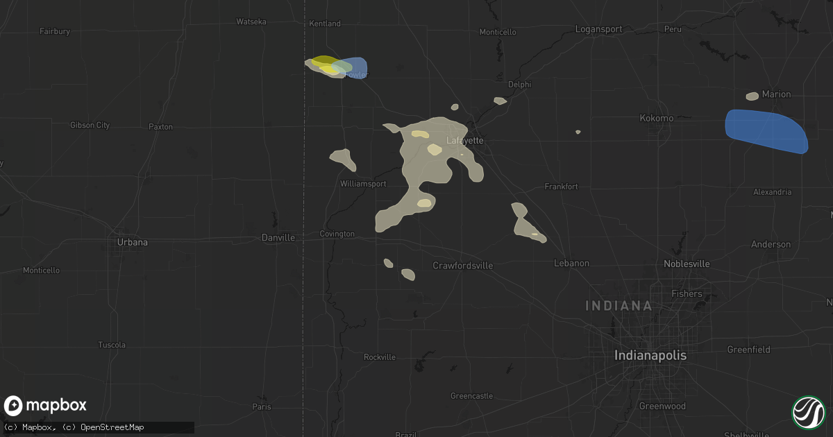 Hail map in Wingate, IN on June 6, 2026