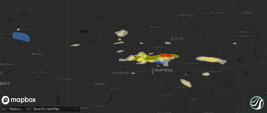 Hail map in Woodstock, OH on June 6, 2026