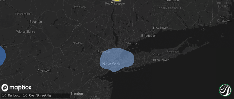 Hail map in Yonkers, NY on June 6, 2026