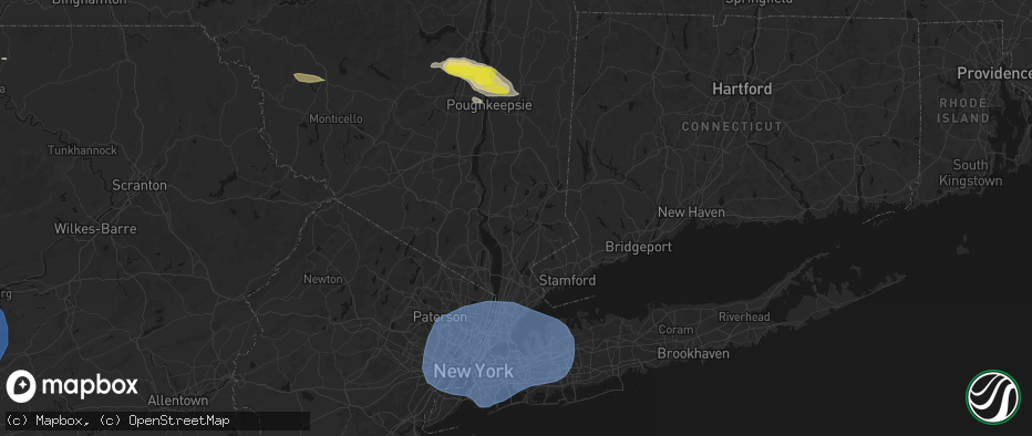 Hail map in Yorktown Heights, NY on June 6, 2026