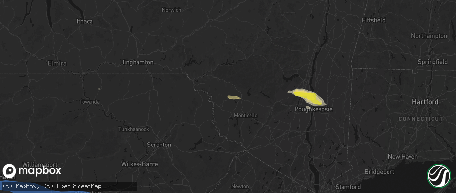 Hail map in Youngsville, NY on June 6, 2026