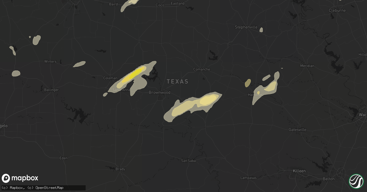 Hail map in Zephyr, TX on June 6, 2026