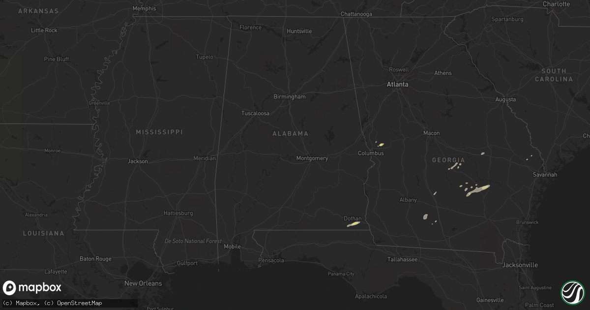 Hail map in Alabama on June 7, 2013