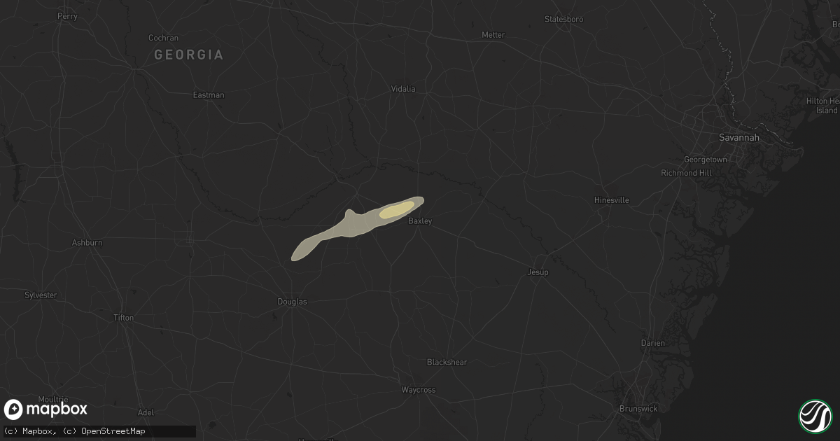 Hail map in Baxley, GA on June 7, 2013