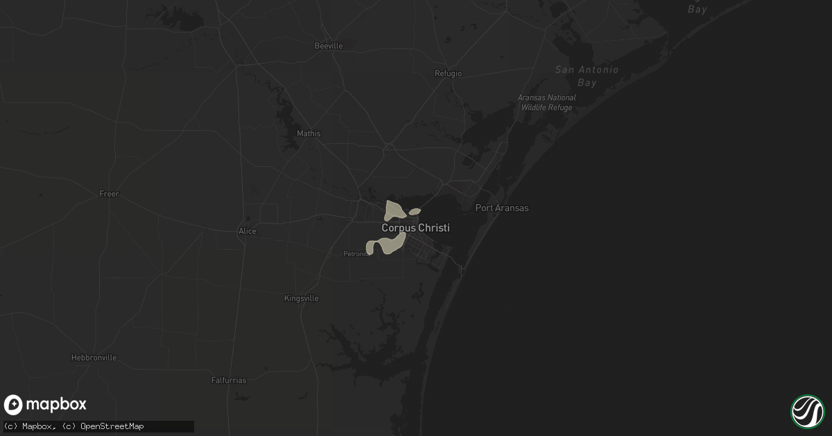 Hail map in Corpus Christi, TX on June 7, 2013