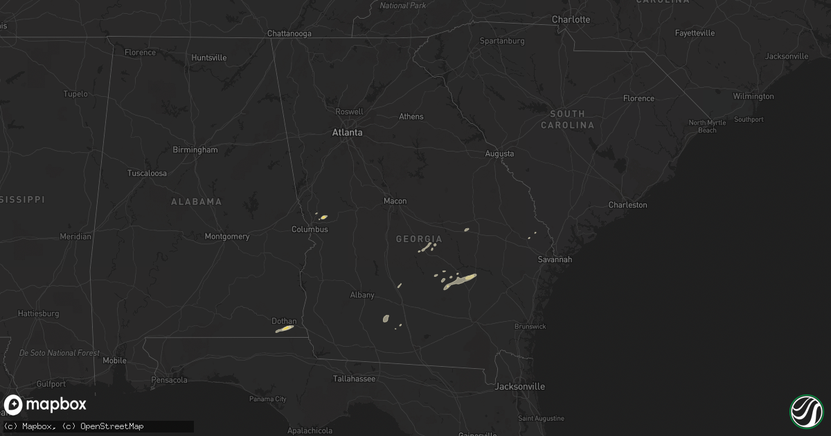 Hail map in Georgia on June 7, 2013