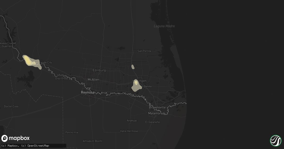Hail map in Harlingen, TX on June 7, 2013