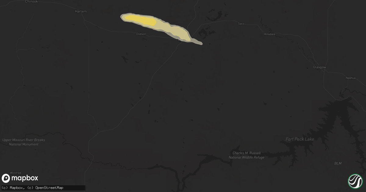 Hail map in Malta, MT on June 7, 2013