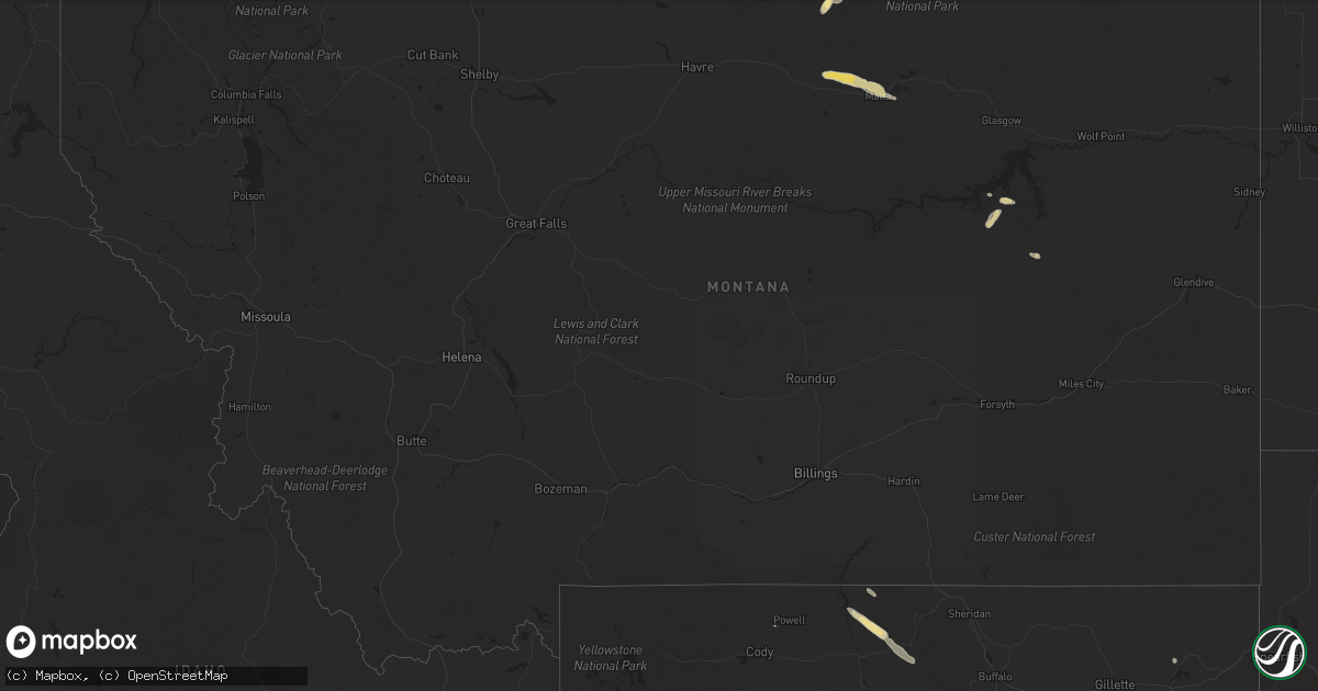 Hail map in Montana on June 7, 2013