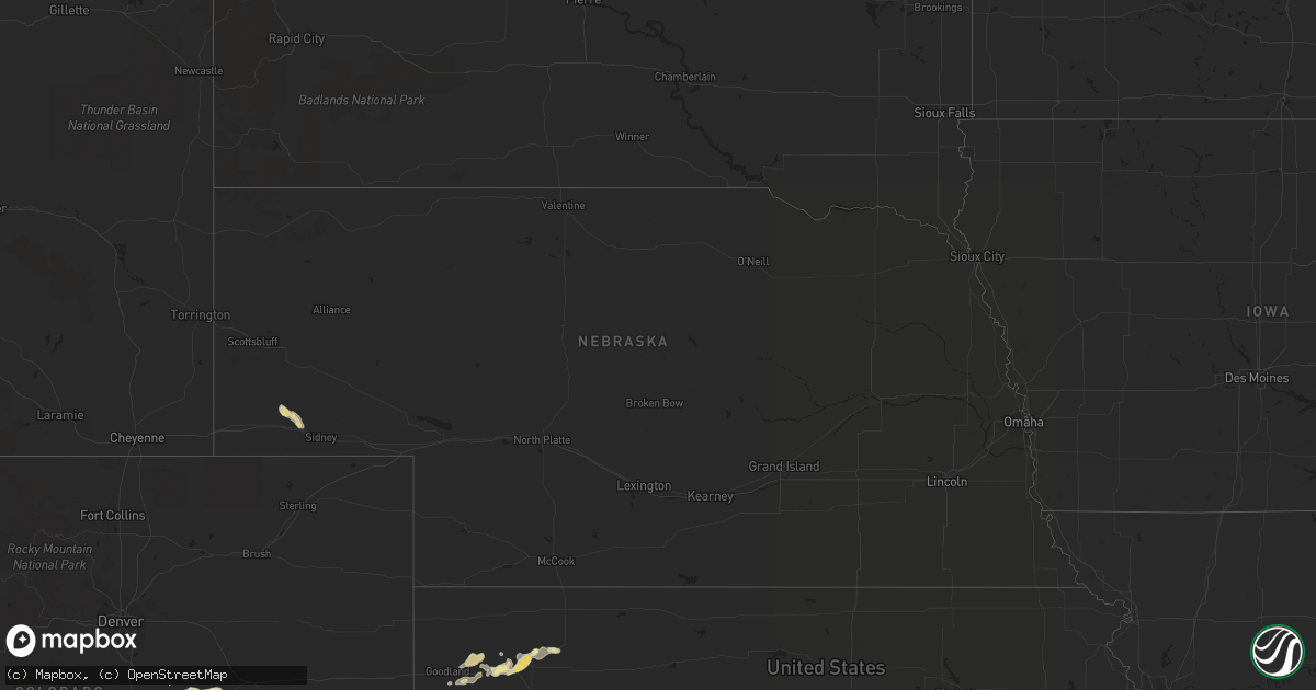 Hail map in Nebraska on June 7, 2013