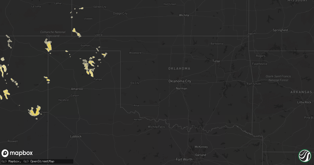 Hail map in Oklahoma on June 7, 2013