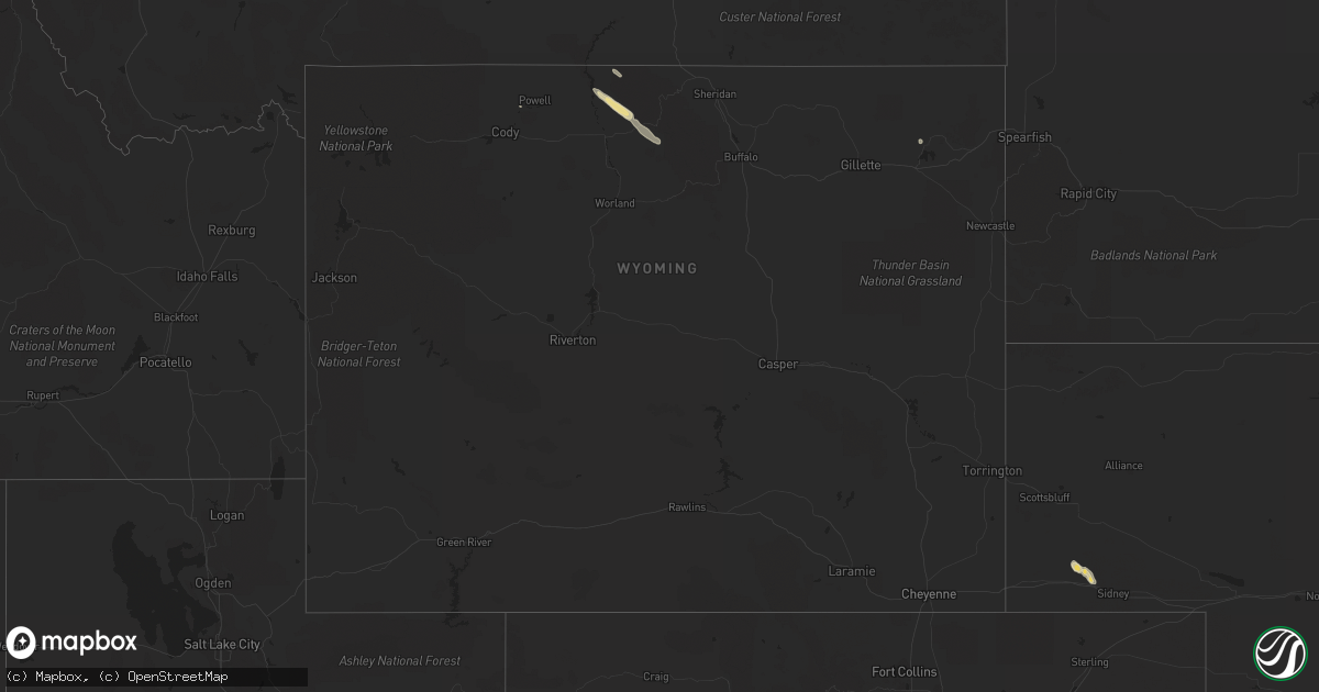 Hail map in Wyoming on June 7, 2013