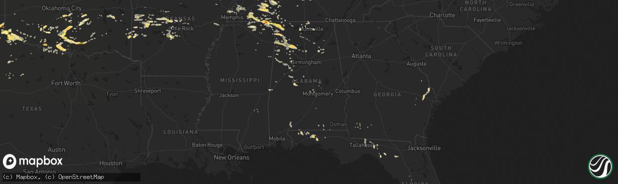 Hail map in Alabama on June 7, 2014